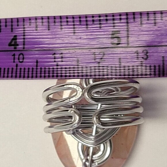 Pink Gemstone Ring with Veins Adjustable Band - Unique, One Of A Kind - Picture 6 of 11